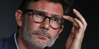 Director Michel Hazanavicius attends a news conference for the film "The Search" in competition at the 67th Cannes Film Festival in Cannes